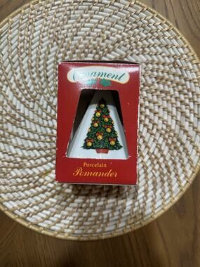 1989 Action Industries Porcelain Pomander Christmas Ornament w/ Box